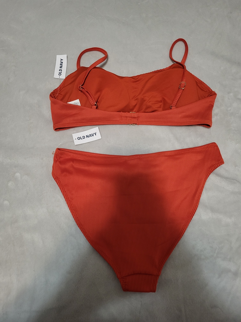 NWT Old Navy Ribbed Two-Piece Bikini Set - Ornament Orange (M) - Picture 2 of 3